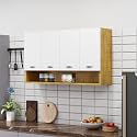 Bniture Engineered Wood Wall-Mount Kitchen Cabinet | Modular Kitchen Storage Cabinet with Shelves &amp; 4 Doors | Space-Saving Wall Cabinet for Kitchen (Giant Wood &amp; Frosty White)