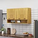 Bniture Engineered Wood Wall-Mount Kitchen Cabinet | Modular Kitchen Storage Cabinet with Shelves &amp; 4 Doors | Space-Saving Wall Cabinet for Kitchen (Giant Wood)
