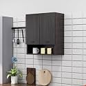 Bniture Engineered Wood Wall-Mount Kitchen Cabinet | Modular Kitchen Storage Cabinet with Shelves &amp; 2 Doors | Space-Saving Wall Cabinet for Kitchen (Flower Wenge)