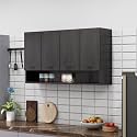 Bniture Engineered Wood Wall-Mount Kitchen Cabinet | Modular Kitchen Storage Cabinet with Shelves &amp; 4 Doors | Space-Saving Wall Cabinet for Kitchen (Flower Wenge)