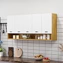 Bniture Engineered Wood Wall-Mount Kitchen Cabinet | Modular Kitchen Storage Cabinet with Shelves &amp; 5 Doors | Space-Saving Wall Cabinet for Kitchen (Giant Wood &amp; Frosty White)