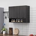 Bniture Engineered Wood Wall-Mount Kitchen Cabinet | Modular Kitchen Storage Cabinet with Shelves &amp; 3 Doors | Space-Saving Wall Cabinet for Kitchen (Flower Wenge)