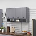 Bniture Engineered Wood Wall-Mount Kitchen Cabinet | Modular Kitchen Storage Cabinet with Shelves &amp; 4 Doors | Space-Saving Wall Cabinet for Kitchen (Slate Grey)