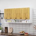 Bniture Engineered Wood Wall-Mount Kitchen Cabinet | Modular Kitchen Storage Cabinet with Shelves & 5 Doors | Space-Saving Wall Cabinet for Kitchen (Frosty White & Giant Wood)