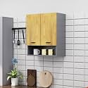 Bniture Engineered Wood Wall-Mount Kitchen Cabinet | Modular Kitchen Storage Cabinet with Shelves &amp; 2 Doors | Space-Saving Wall Cabinet for Kitchen (Slate Grey &amp; Giant Wood)