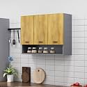 Bniture Engineered Wood Wall-Mount Kitchen Cabinet | Modular Kitchen Storage Cabinet with Shelves &amp; 3 Doors | Space-Saving Wall Cabinet for Kitchen (Slate Grey &amp; Giant Wood)
