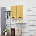 Bniture Engineered Wood Wall-Mount Kitchen Cabinet | Modular Kitchen Storage Cabinet with Shelves &amp; 2 Doors | Space-Saving Wall Cabinet for Kitchen (Frosty White &amp; Giant Wood)