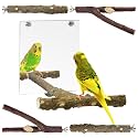 BNOSDM 5PCS Bird Perches Stand with Mirror Parrot Wood Stick Perches