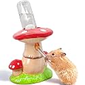 BNOSDM Hamster Water Bottle No Drip Ceramic Hamster Water Bottle for Glass Tank - 80ML Water Dispenser with Mushroom Stand Holder for Syrian Hamsters, Dwarf Hamsters, Mice, Gerbils(red)