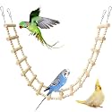 BNOSDM Long Bird Ladder Bridge 39.4 in Wooden Parakeet Climbing & Swing Toys Bird Cage Accessories for Budgies, Cockatiels, Conures, Lovebirds, Canaries (16-Steps)