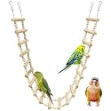 BNOSDM Long Bird Ladder Bridge 45.3 in Wooden Parakeet Climbing & Swing Toys Bird Cage Accessories for Budgies, Cockatiels, Conures, Lovebirds, Canaries (20-Steps)