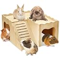 BNOSDM Upgraded Guinea Pig Hideout, Wooden Bunny House 2 Tier with Loft
