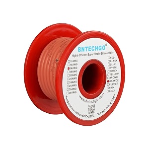 bntechgo 16 gauge silicone wire 25 feet spool orange soft and flexible high temperature resistant highly efficient electrical wires 16 awg silicone wire 252 strands of tinned copper wire