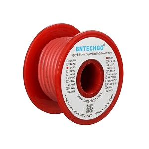 bntechgo 16 gauge silicone wire 25 feet spool red soft and flexible high temperature resistant highly efficient electrical wires 16 awg silicone wire 252 strands of tinned copper wire