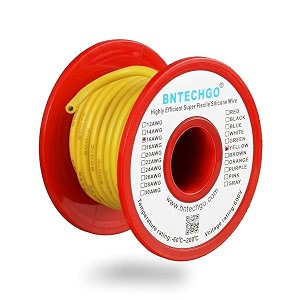 bntechgo 16 gauge silicone wire 25 feet spool yellow soft and flexible high temperature resistant highly efficient electrical wires 16 awg silicone wire 252 strands of tinned copper wire