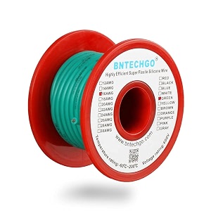 bntechgo 16 gauge silicone wire 25 feet spool green soft and flexible high temperature resistant highly efficient electrical wires 16 awg silicone wire 252 strands of tinned copper wire