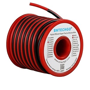 bntechgo 16 gauge silicone wire spool red and black each 25ft flexible 16 awg stranded copper wire