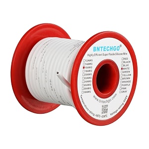 bntechgo 16 gauge silicone wire spool 50 ft white flexible 16 awg stranded tinned copper wire