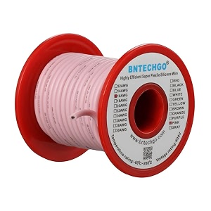bntechgo 16 gauge silicone wire pink 50ft stranded tinned copper wire