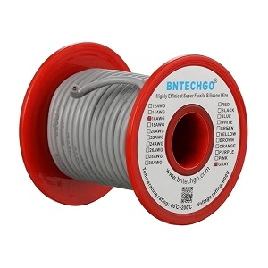 bntechgo 16 gauge silicone wire gray 50ft stranded tinned copper wire