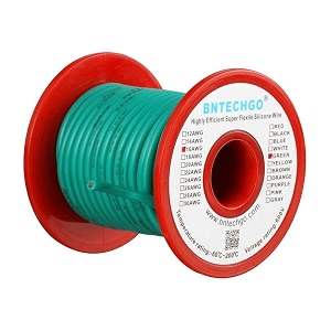 bntechgo 16 gauge silicone wire spool 50 ft green flexible 16 awg stranded tinned copper wire