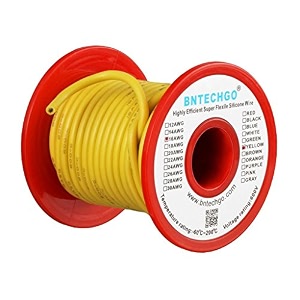 bntechgo 16 gauge silicone wire spool 50 ft yellow flexible 16 awg stranded tinned copper wire