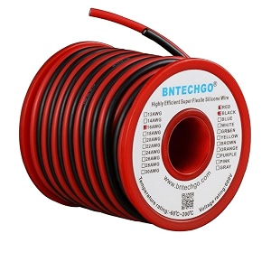 bntechgo 16 gauge silicone wire spool red 25ft and black 25ft 2 separate wires flexible 16 awg stranded tinned copper wire