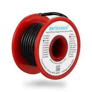 bntechgo 16 gauge silicone wire spool 25 ft black flexible 16 awg stranded tinned copper wire