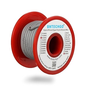 bntechgo 16 gauge silicone wire spool 25 ft gray flexible 16 awg stranded tinned copper wire