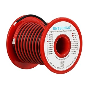 bntechgo 18 gauge silicone wire spool red and black each 25ft flexible 18 awg stranded copper wire