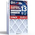 BNX TruFilter 12x20x1 Air Filter MERV 13 (2-Pack) - MADE IN USA - Electrostatic Pleated Air Conditioner HVAC AC Furnace Filters for Allergies, Pollen, Mold, Bacteria, Smoke, Allergen, MPR 1900 FPR 10
