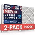 BNX TruFilter 14x20x1 Air Filter MERV 13 AC Filter, HVAC Furnace Filter, 2 Pack (ACTUAL SIZE 13.69"x19.69"x0.75") Allergies, Dust, Pet Dander &amp; Smoke - MADE IN USA - MPR1500 / FPR 10