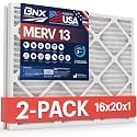 BNX TruFilter 16x20x1 Air Filter MERV 13 AC Filter, HVAC Furnace Filter, 2 Pack (ACTUAL SIZE 15.69"x19.69"x0.75") Allergies, Dust, Pet Dander &amp; Smoke - MADE IN USA - MPR1500 / FPR 10