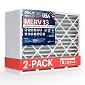 BNX TruFilter 16x20x4 (15.5’’ x 19.5’’ x 3.63‘’ Slim Fit) MERV 13 Air Filter (2-Pack) - MADE IN USA - Air Conditioner HVAC AC Furnace Filters Health, Allergies, Mold, Bacteria, Smoke, MPR 1900 FPR 10