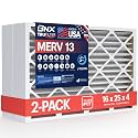 BNX TruFilter 16x25x4 (15.5’’ x 24.5’’ x 3.63‘’ Slim Fit) MERV 13 Air Filter (2-Pack) - MADE IN USA - Air Conditioner HVAC AC Furnace Filters Health, Allergies, Mold, Bacteria, Smoke, MPR 1900 FPR 10