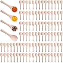 Boao 100 Pcs Small Wooden Spoons, 3.5'' L Mini Spoon for Honey, Sugar, Salt