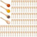 Boao 100 Pcs Small Wooden Spoons, 3.5'' L Mini Spoon for Honey, Sugar, Salt