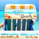 Boao 2 Pack Beach Towel Bands for Chair, Elastic Strap,Beach Word