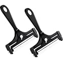 Boao 2 Pack Wire Cheese Slicer Stainless Steel Handheld Cheese Cutter Angle Adjustable Shaver Replacement Kitchen Cooking Tool for Mozzarella Cheddar Gruyere(Black)