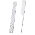 Boao 2 Pcs Metal Combs, Silver, Rat Tail and Fine Cutting Comb