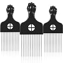Boao 3 Pcs Metal Afro Pick Comb, Hair Pick for Men Women Curly Hair