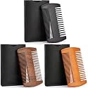 Boao 3 Pieces Sandalwood Beard Comb for Men, Black, Yellow, Brown