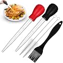 Boao 5 Pcs Large Turkey Baster Set for Cooking, Baster Brush, Black, Red
