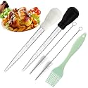 Boao 5 Pcs Large Turkey Baster Set for Cooking, Baster Brush, Black, White