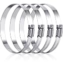 Boao Adjustable 304 Stainless Steel Duct Hose Clamp, 4 Pieces, 4 Inch
