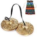 Boao Tingsha Meditation Bell with Bag,8 Lucky Symbols Embossed