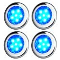 Boat Courtesy Lights, IP68 Waterproof LED Marine Lights, 4PCS Blue