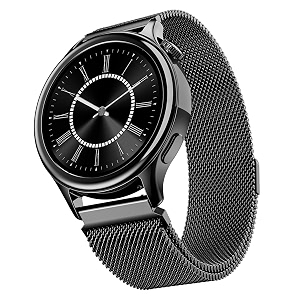 boat enigma daze women39s luxury smart watch w 1333cm luminous display emergency sos live location sharing functional crown watch face studio qr tray bt calling hr amp spo2 metallic black