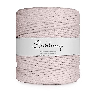 bobbiny 3 ply twisted macrame cotton cord dori roll packaging thread for macrame diy and other projects  powder pink  4mm 50 meter 1 count