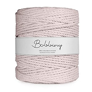 bobbiny  3 ply twisted macrame cotton cord dori roll packaging thread for macrame diy and other projects  powder pink  4mm100 meter